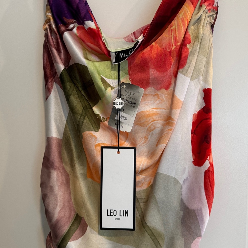Leo Lin Elegant Multicolor Draped Women's Dress - Picture 6 of 7